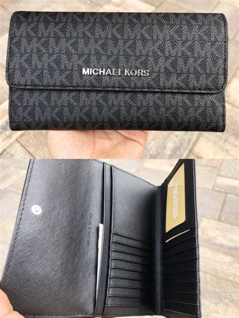 michael kors jet set wallet black uk|Michael Kors large trifold wallet.